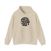 Gildan 18500 | Unisex "Chill Out" Retro Graphic Hoodie – Bold Puff Lettering Pullover – Premium Soft Fleece Streetwear
