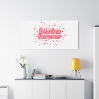 Besties Forever Canvas | Galentine’s Friendship Wall Art, Pink Confetti