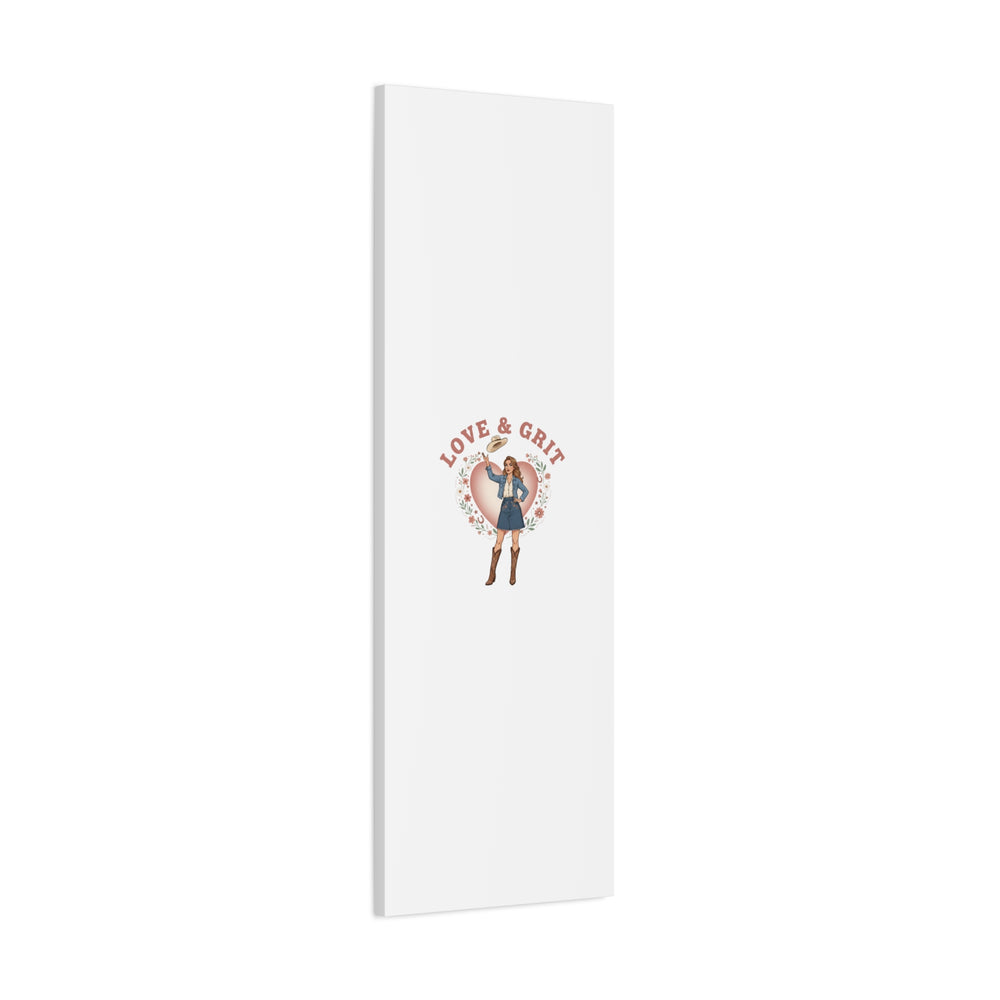 Love & Grit Canvas, Western Valentine Cowgirl Heart Poster | Cowboy Valentine