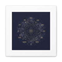 Gold Zodiac Wheel Canvas | Astrology Constellation Art, Cosmic Wall Print