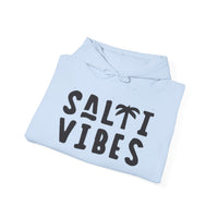 Gildan 18500 | Unisex "Salti Vibes" Palm Tree Graphic Hoodie – Tropical Coastal Fleece – Premium Soft Beachwear Pullover