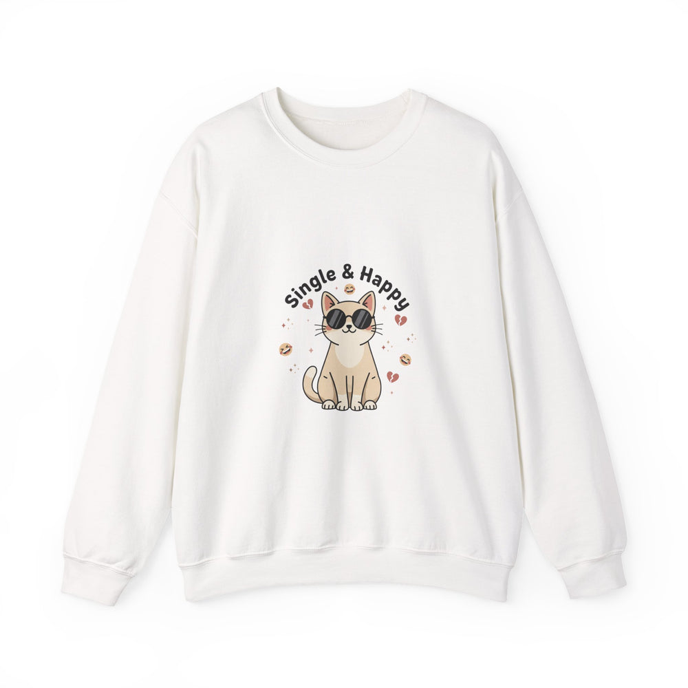 Single & Happy Cat Sweatshirt | Anti‑Valentine, Single Humor