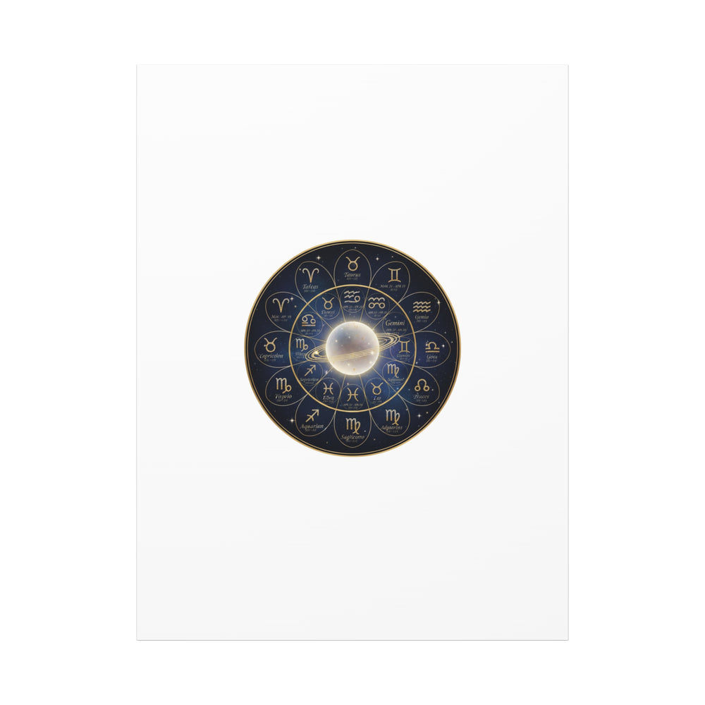Zodiac Constellation Wheel Canvas, Astrology Art Print | Gold Foil Galaxy