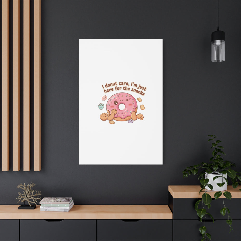 Donut Snacks Pun Canvas | Food & Snack Humor, Cozy Kawaii Art