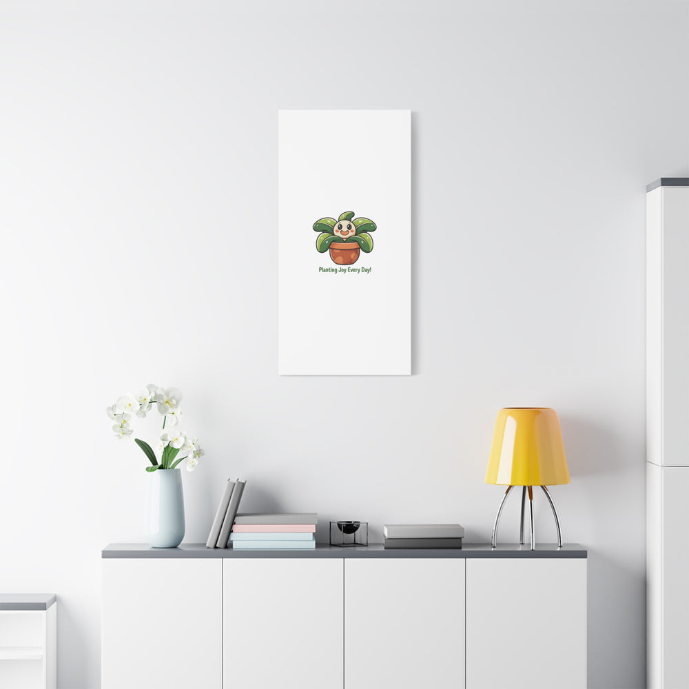 Planting Joy Every Day Canvas | Plant Parent Pun, Sage Cream Botanical Art