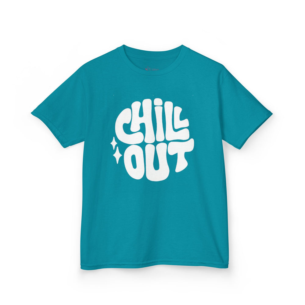 Gildan 5000B | Groovy "Chill Out" Kids' Cotton T-Shirt – Retro Aesthetic Youth Graphic Tee