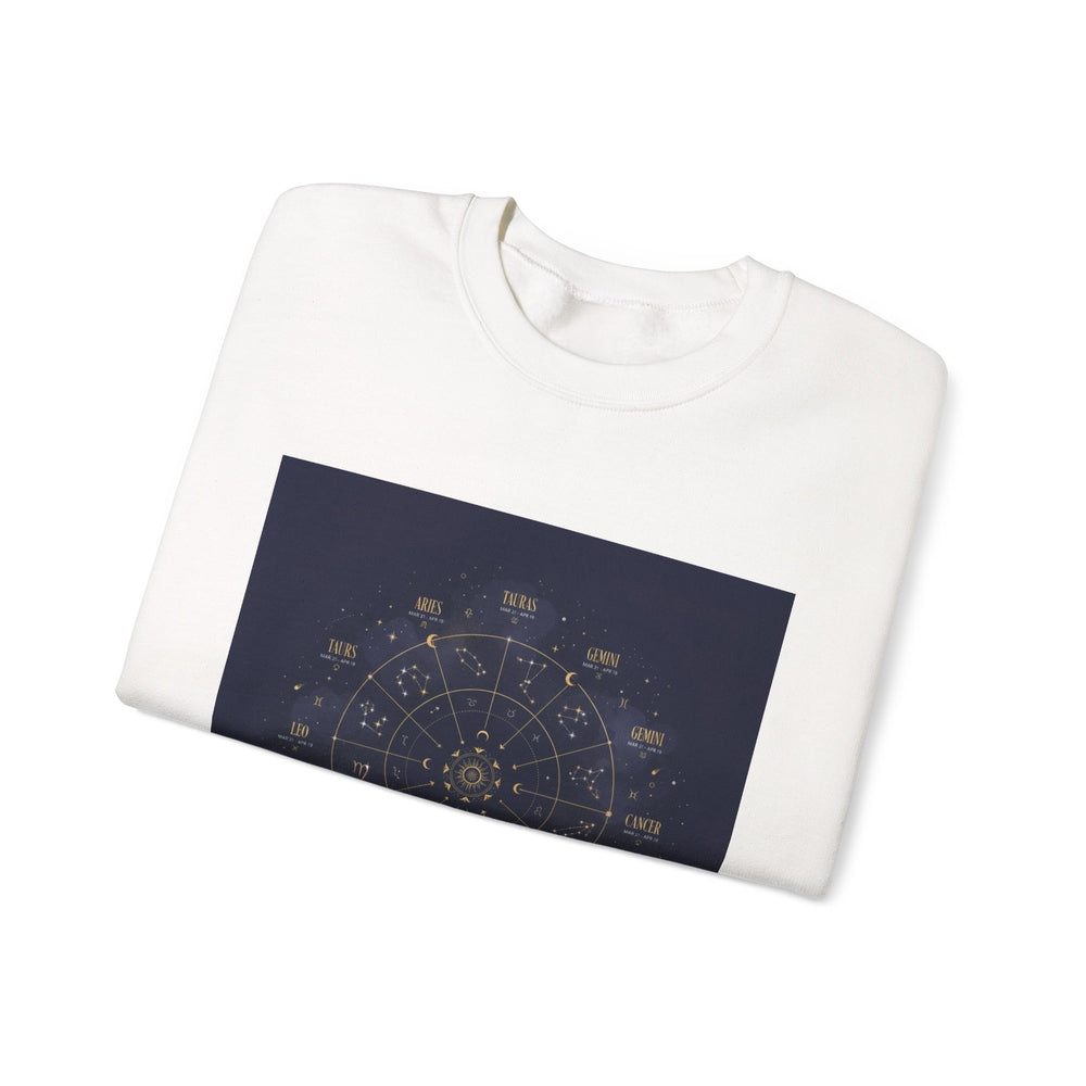 Zodiac Constellation Wheel Sweatshirt | Astrology, Cosmic Gold Accents