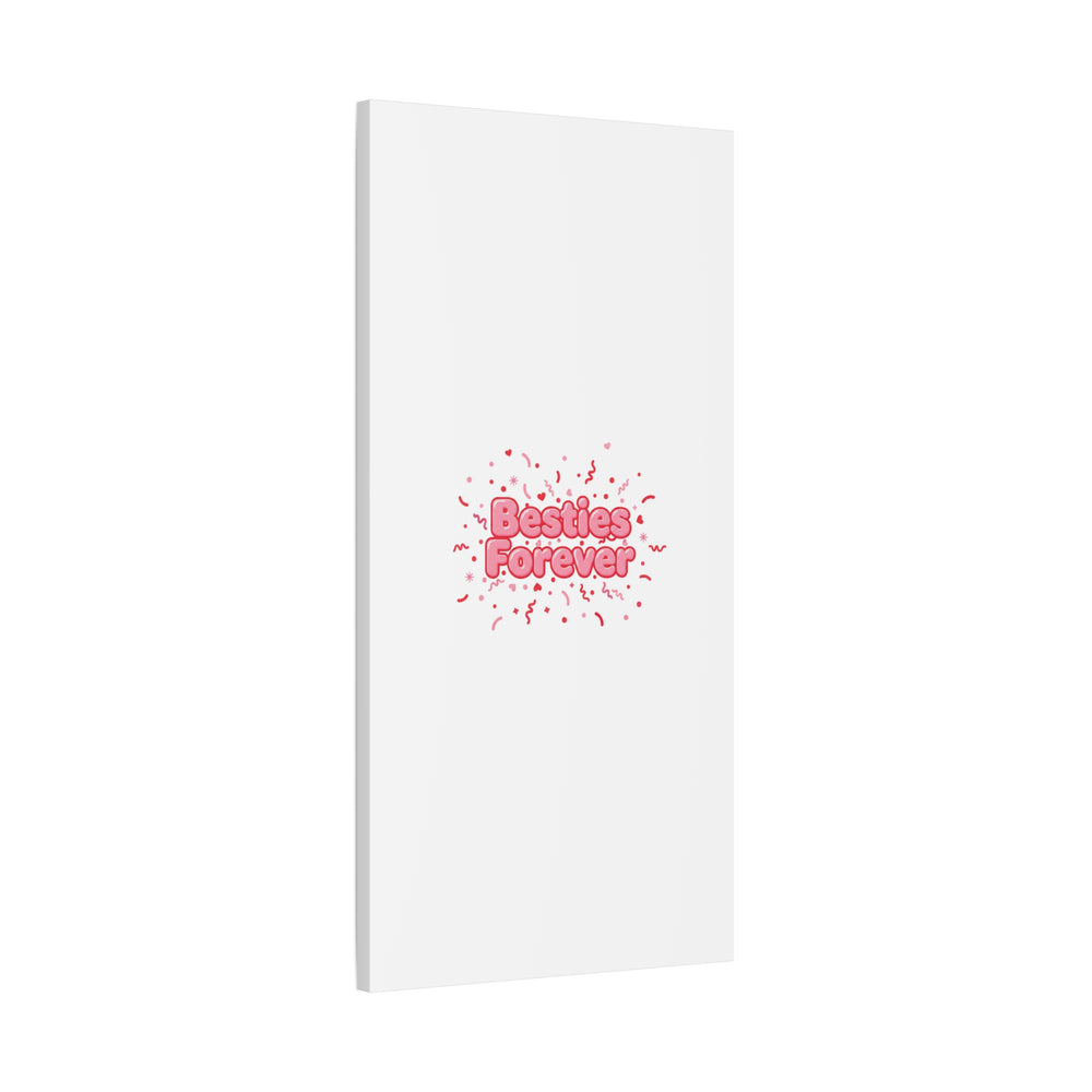 Besties Forever Canvas | Galentine’s Friendship Wall Art, Pink Confetti