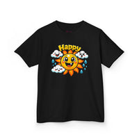 Gildan 5000B | Kids' Happy Sun & Smiling Clouds Graphic Tee – Vibrant Summer Mood T-Shirt