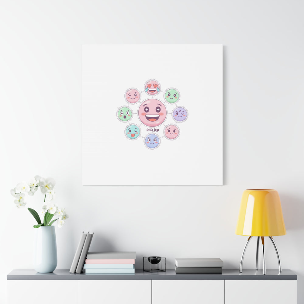 Hand-Drawn Emoticon Sticker Pattern Canvas | Cute Emoji Repeat Print