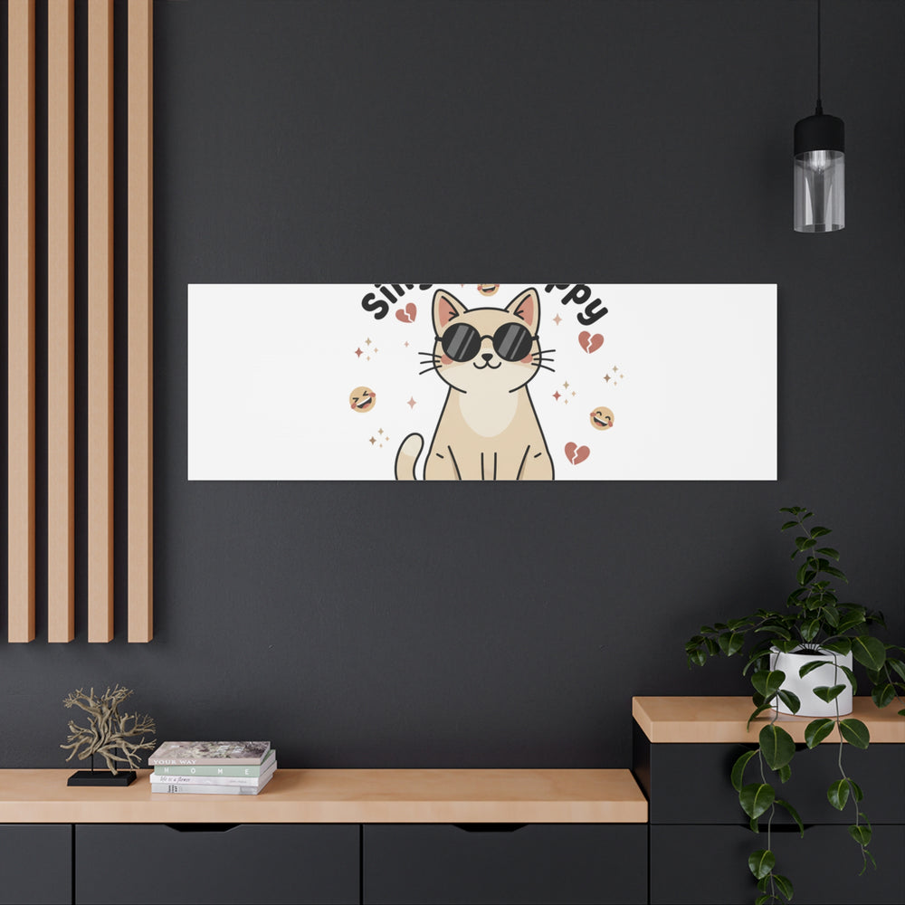 Single & Happy Cat Canvas | Anti Valentine, Sarcastic Valentine Wall Art