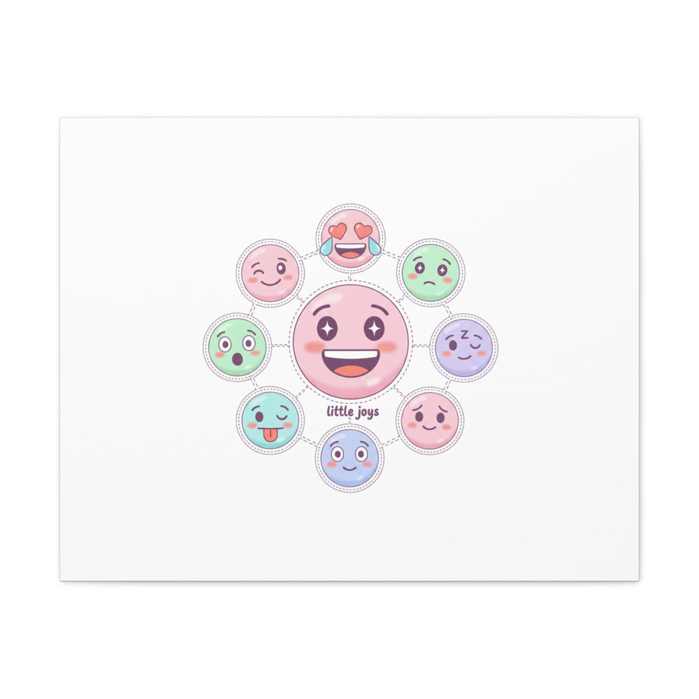 Hand-Drawn Emoticon Sticker Pattern Canvas | Cute Emoji Repeat Print