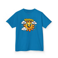 Gildan 5000B | Kids' Happy Sun & Smiling Clouds Graphic Tee – Vibrant Summer Mood T-Shirt
