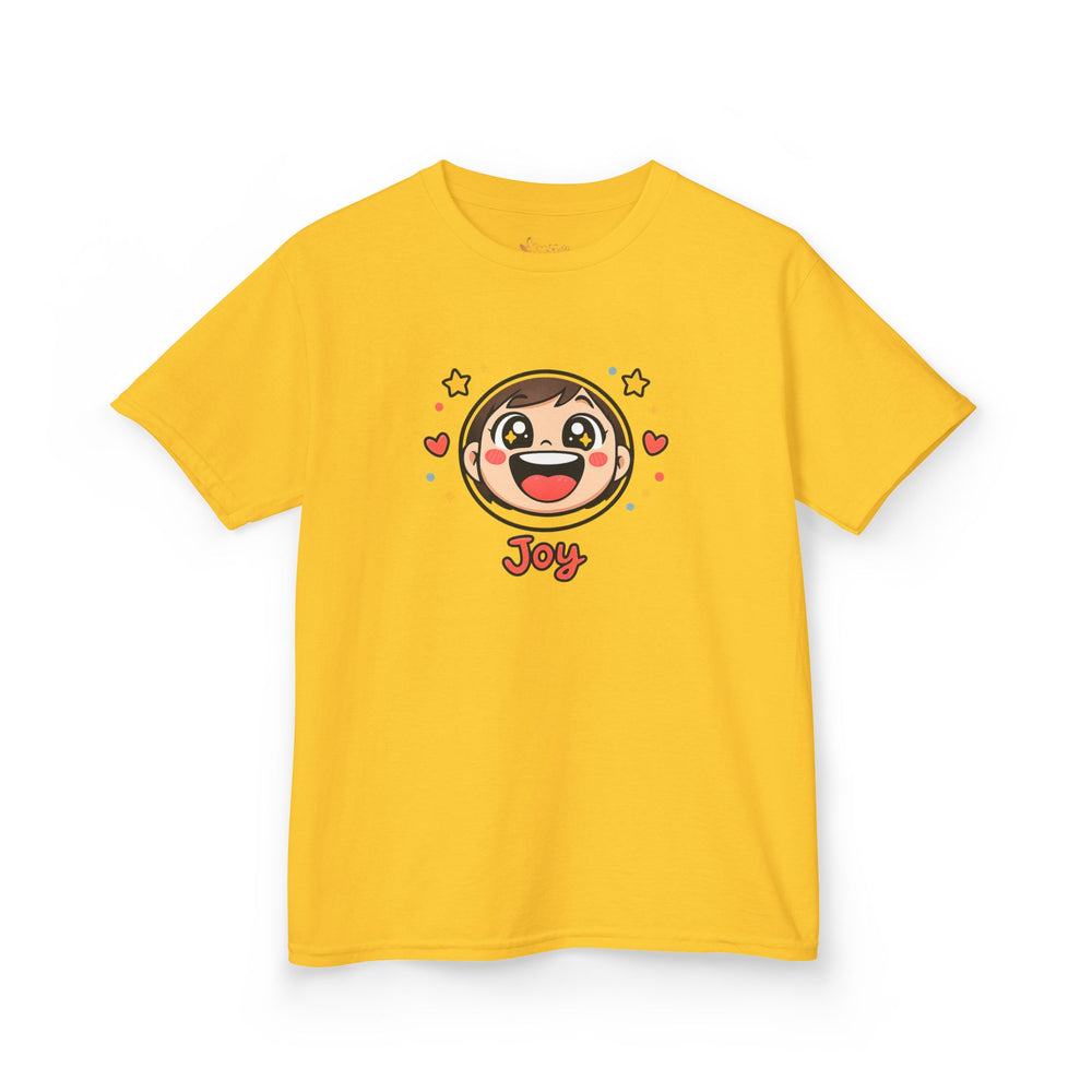 Gildan 5000B | "Joy" Sparkle Character Kids' Tee | Fun & Comfortable Youth T-Shirt | Kids T‑Shirt — Cute Smiling Character "Joy" Graphic