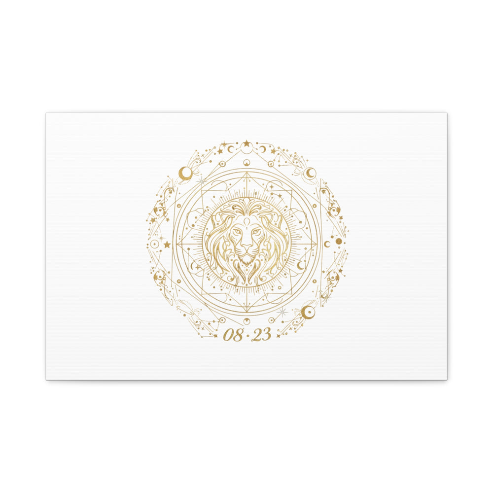 Gold Leo Zodiac Canvas, Astrological Constellation Art | Metallic Lion Wall Art