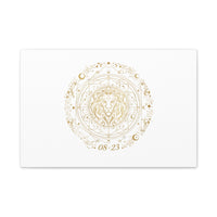 Gold Leo Zodiac Canvas, Astrological Constellation Art | Metallic Lion Wall Art