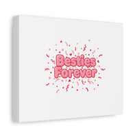 Besties Forever Canvas | Galentine’s Friendship Wall Art, Pink Confetti