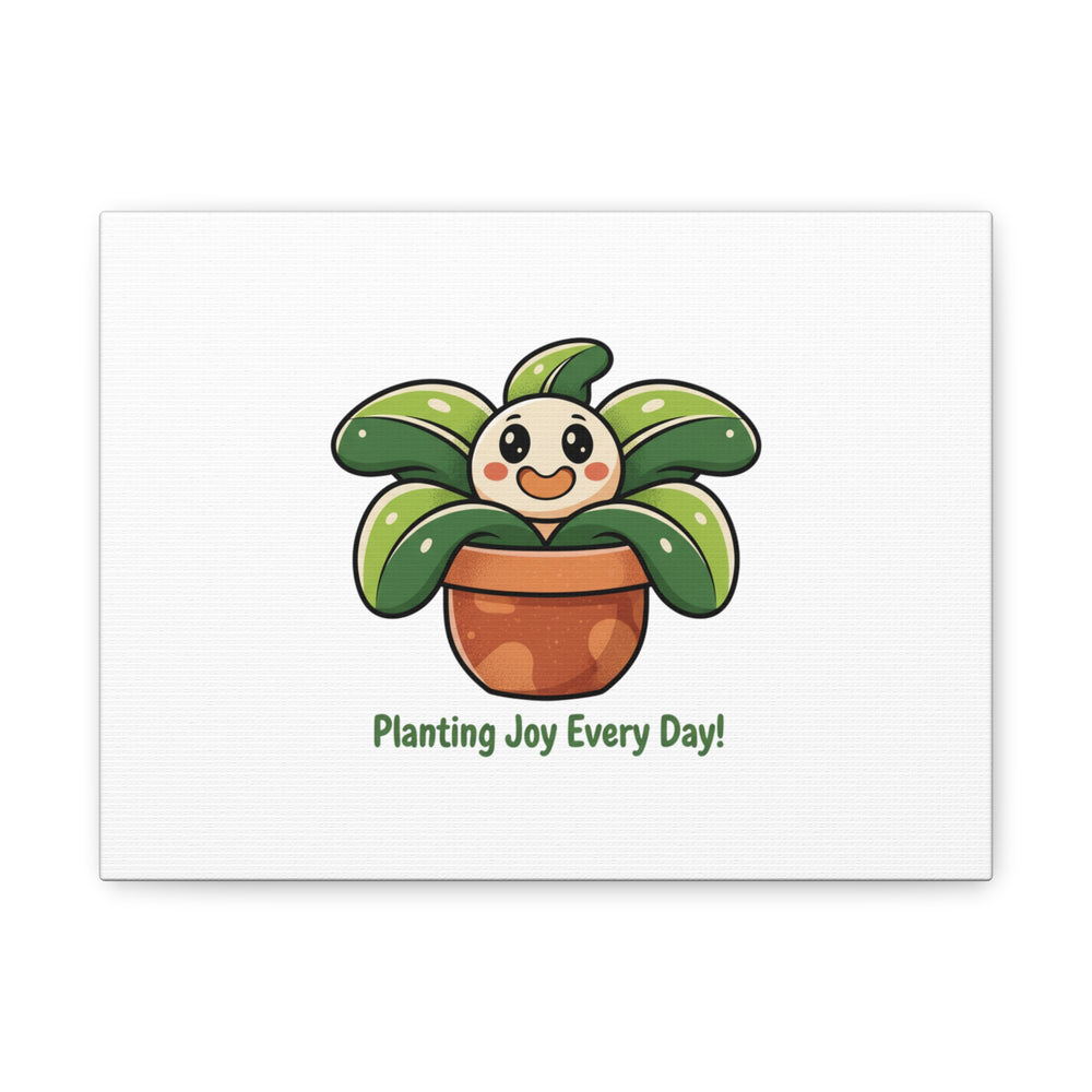 Planting Joy Every Day Canvas | Plant Parent Pun, Sage Cream Botanical Art