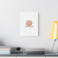 Donut Worry Be Happy Canvas, Matte Stretched Wall Art | Food Pun Decor