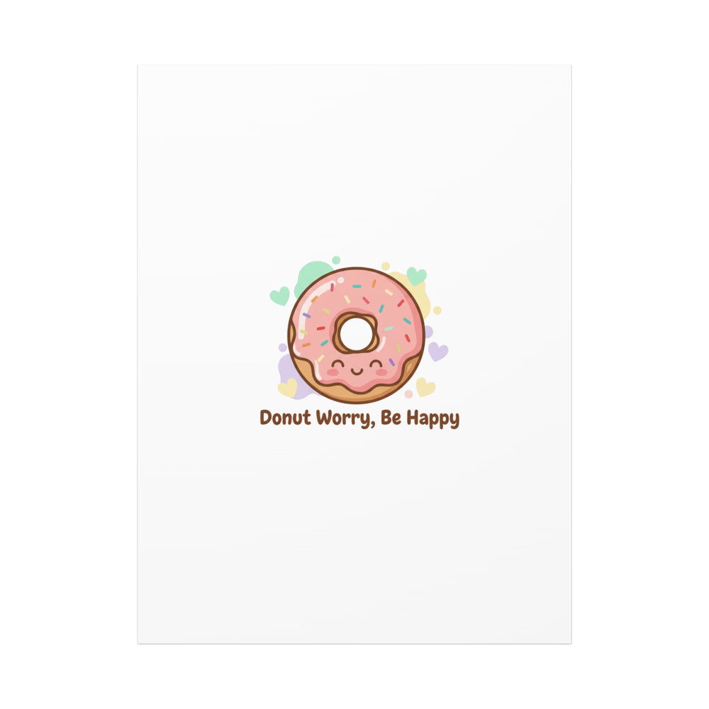 Donut Worry Be Happy Canvas, Matte Stretched Wall Art | Food Pun Decor