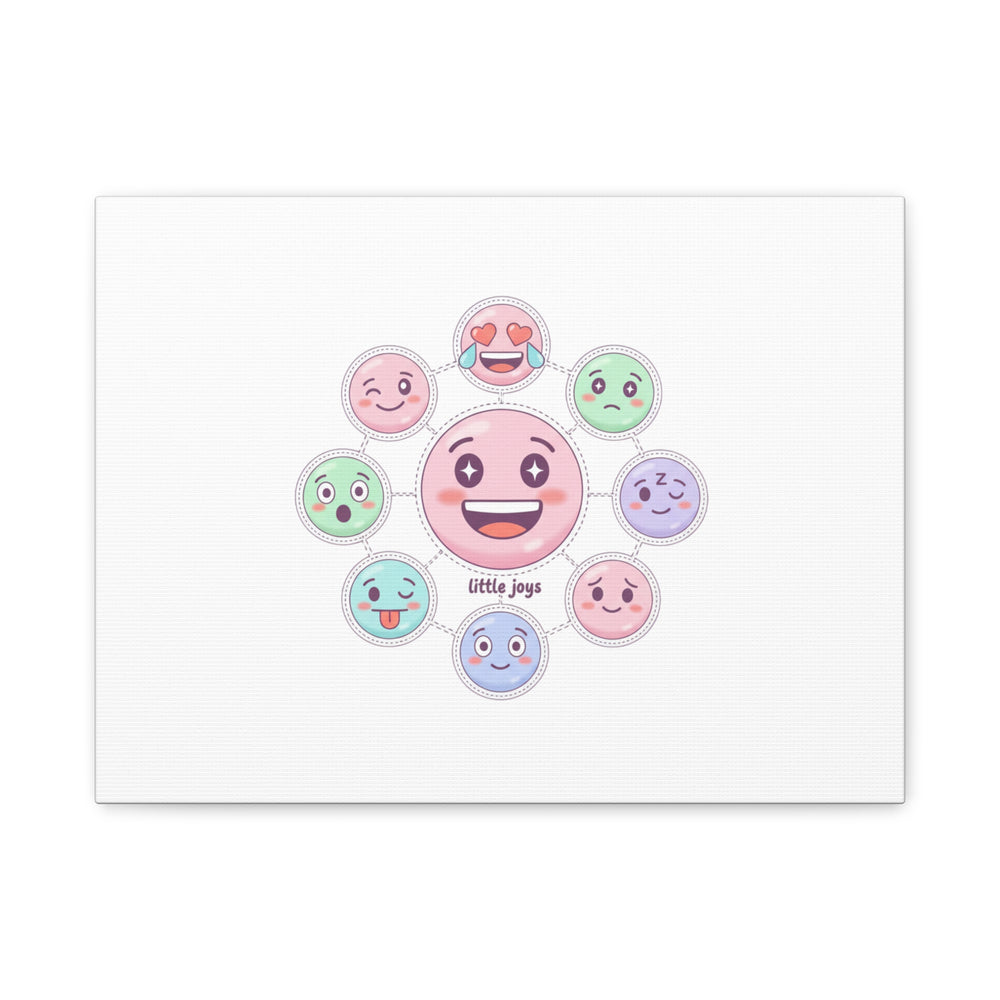 Hand-Drawn Emoticon Sticker Pattern Canvas | Cute Emoji Repeat Print