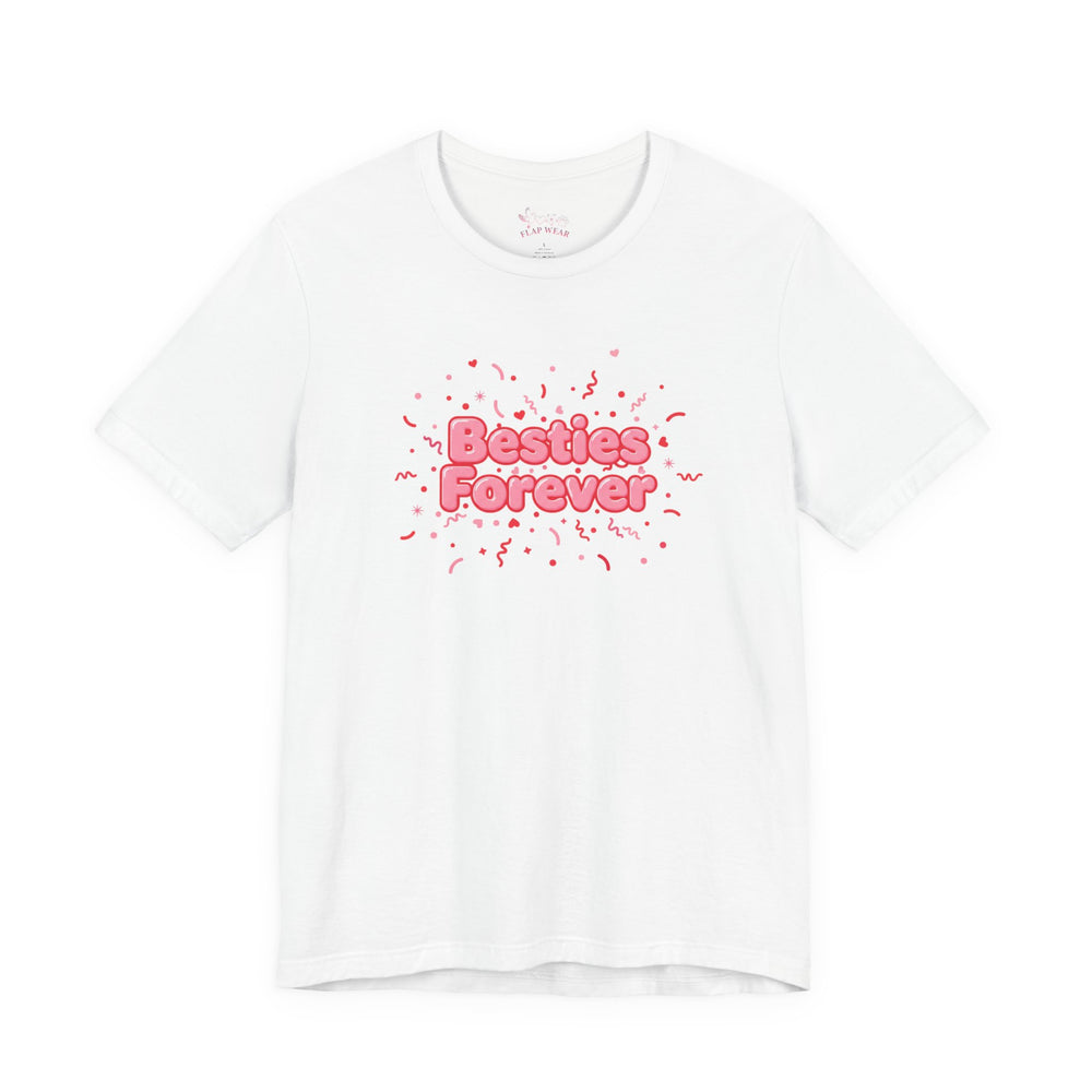 Bella+Canvas3001 | Besties Forever Tee | Galentine’s Friendship Shirt, Pink Chunky Type