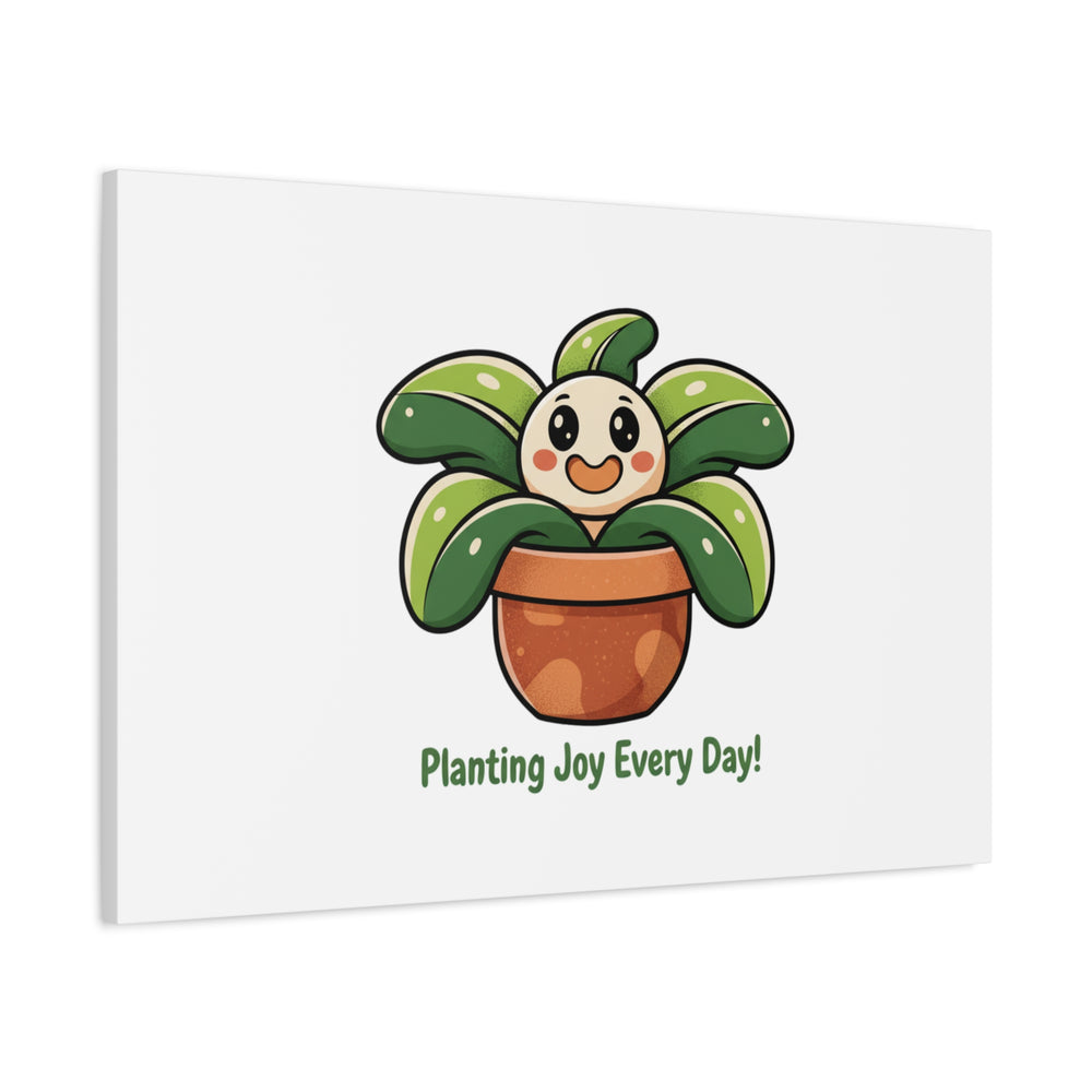 Planting Joy Every Day Canvas | Plant Parent Pun, Sage Cream Botanical Art