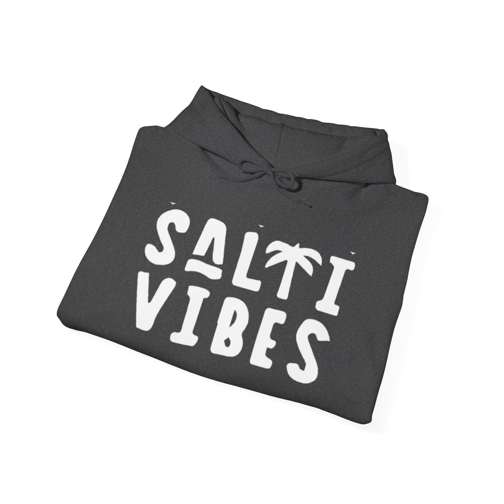 Gildan 18500 | Unisex "Salti Vibes" Palm Tree Graphic Hoodie – Tropical Coastal Fleece – Premium Soft Beachwear Pullover