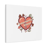 Independently Unloved Heart Print Canvas | Anti Valentine, Single Humor
