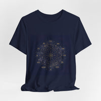 Zodiac Wheel Constellation Tee | Astrology Chart, Gold Foil Cosmic Design