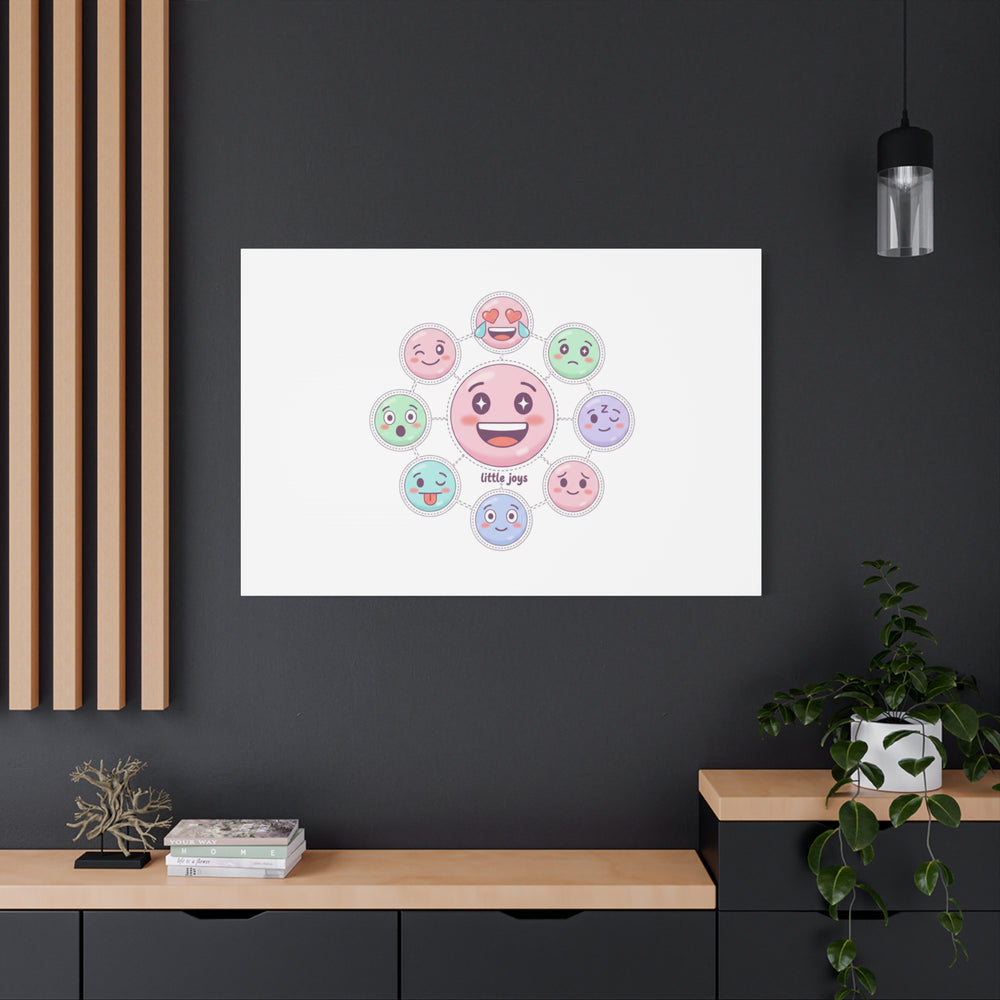 Hand-Drawn Emoticon Sticker Pattern Canvas | Cute Emoji Repeat Print