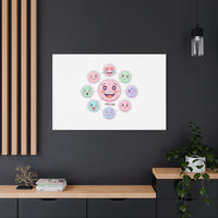 Hand-Drawn Emoticon Sticker Pattern Canvas | Cute Emoji Repeat Print