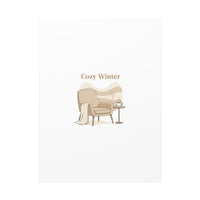 Cozy Winter minimal line art Canvas | Slow Life, soft life neutral wall decor