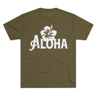 Next Level 6010 | Unisex Vintage Aloha Hibiscus Unisex Tri-Blend Tee – Retro Beach Vibes