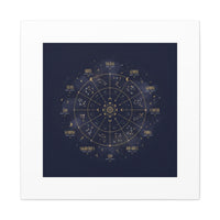 Gold Zodiac Wheel Canvas | Astrology Constellation Art, Cosmic Wall Print