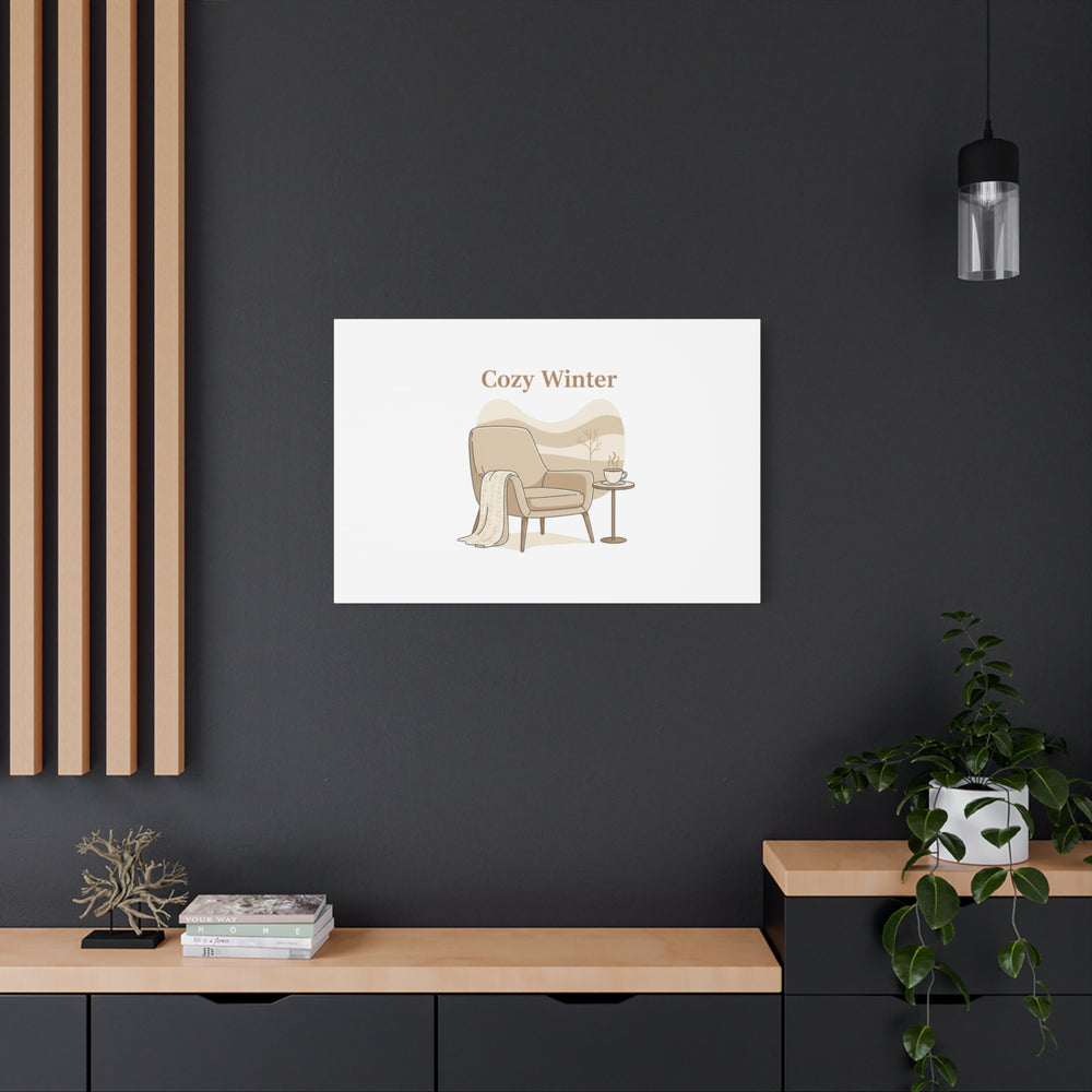 Cozy Winter minimal line art Canvas | Slow Life, soft life neutral wall decor