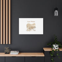 Cozy Winter minimal line art Canvas | Slow Life, soft life neutral wall decor