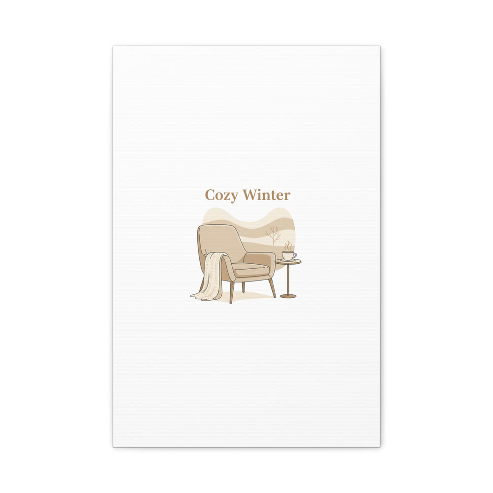 Cozy Winter minimal line art Canvas | Slow Life, soft life neutral wall decor