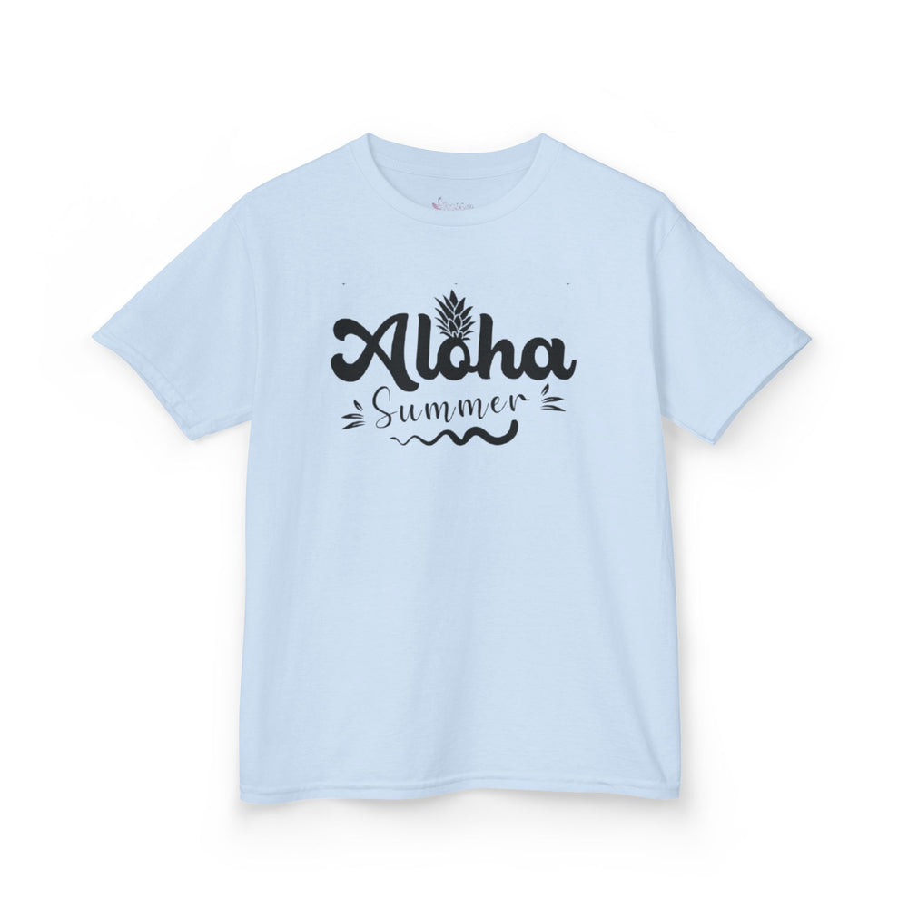 Gildan 5000B | Kids' "Aloha Summer" Graphic Tee – Soft Cotton Beach & Vacation T-Shirt