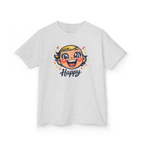 Gildan 5000B | "Happy" Tee: Kids' Retro Cartoon Happy Face T-Shirt – Soft & Vibrant | Toddler & Youth "Happy" Graphic Tee – Cute Character Design | Super Happy Kids’ Cotton T-Shirt – Comfortable...