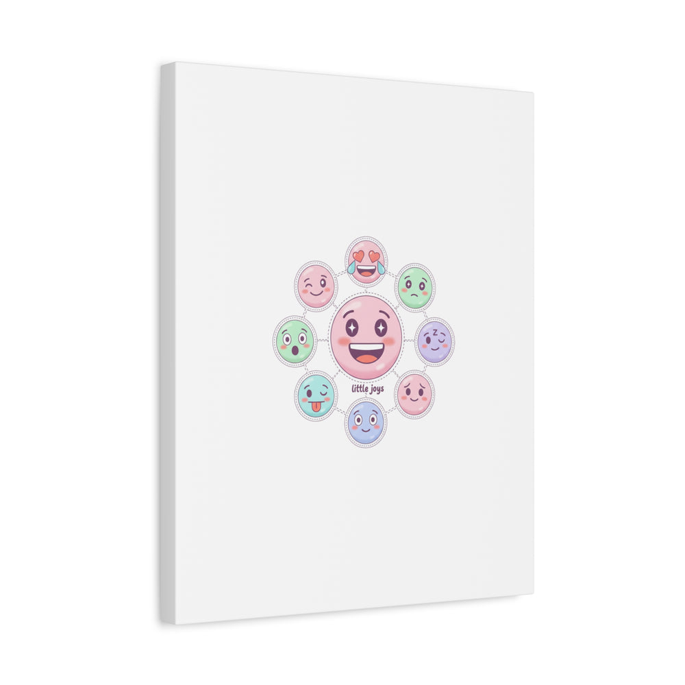 Hand-Drawn Emoticon Sticker Pattern Canvas | Cute Emoji Repeat Print