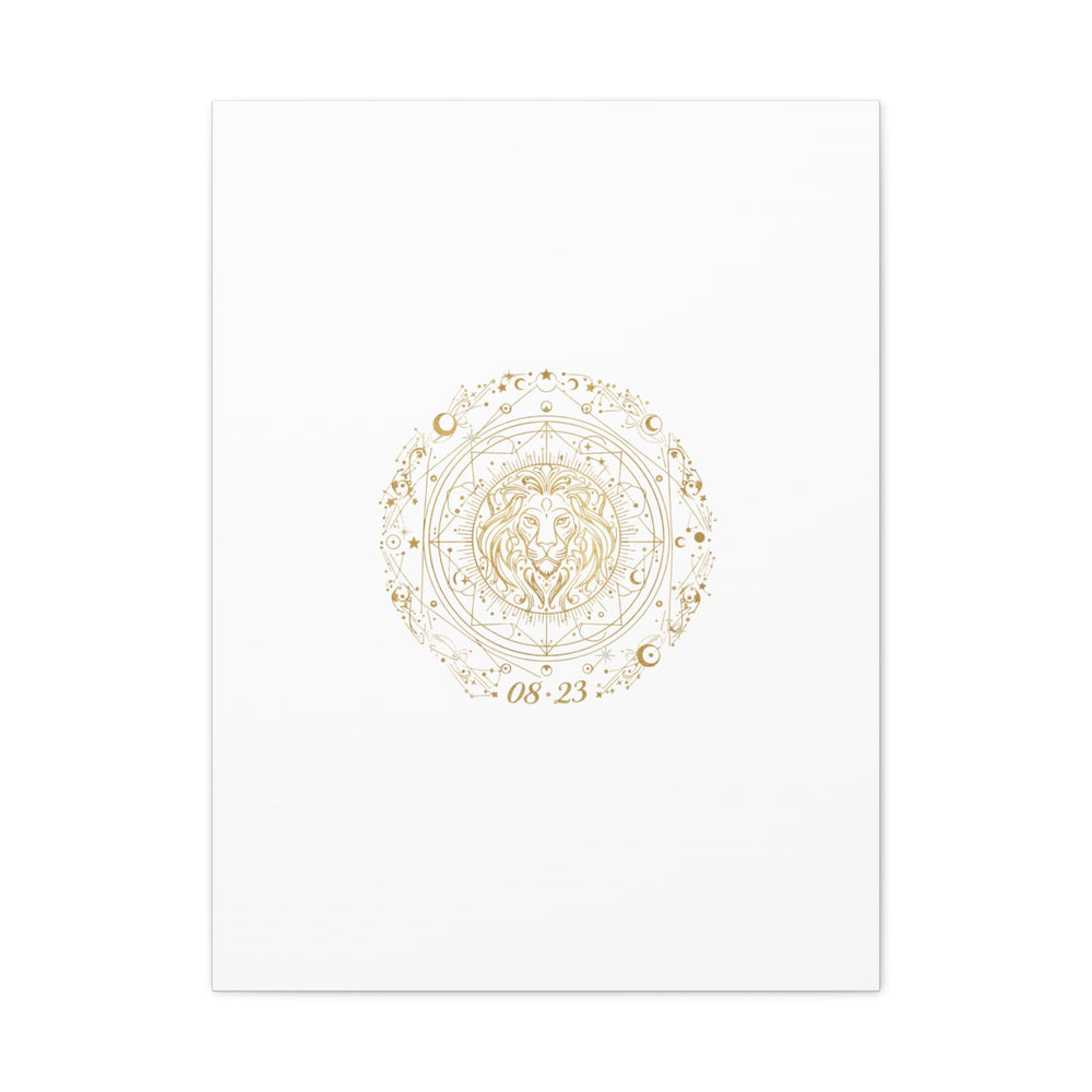 Gold Leo Zodiac Canvas, Astrological Constellation Art | Metallic Lion Wall Art