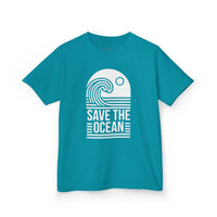 Gildan 5000B | Kids' Save the Ocean Eco-Graphic T-Shirt | Soft Cotton Ocean Wave Tee