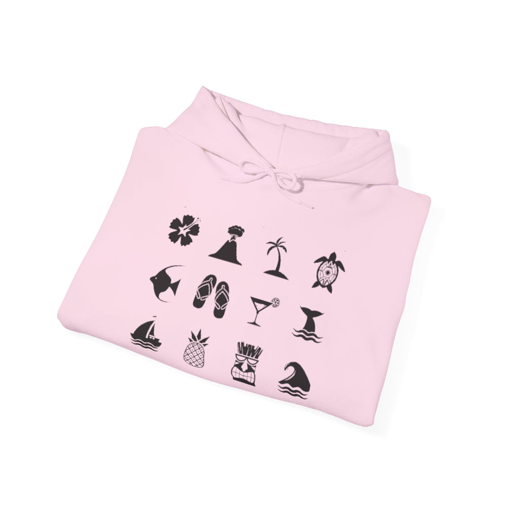 Gildan 18500 | Unisex Hawaiian Tropical Icon Hoodie – Multi-Graphic Island Life Pullover – Premium Fleece Surf Style