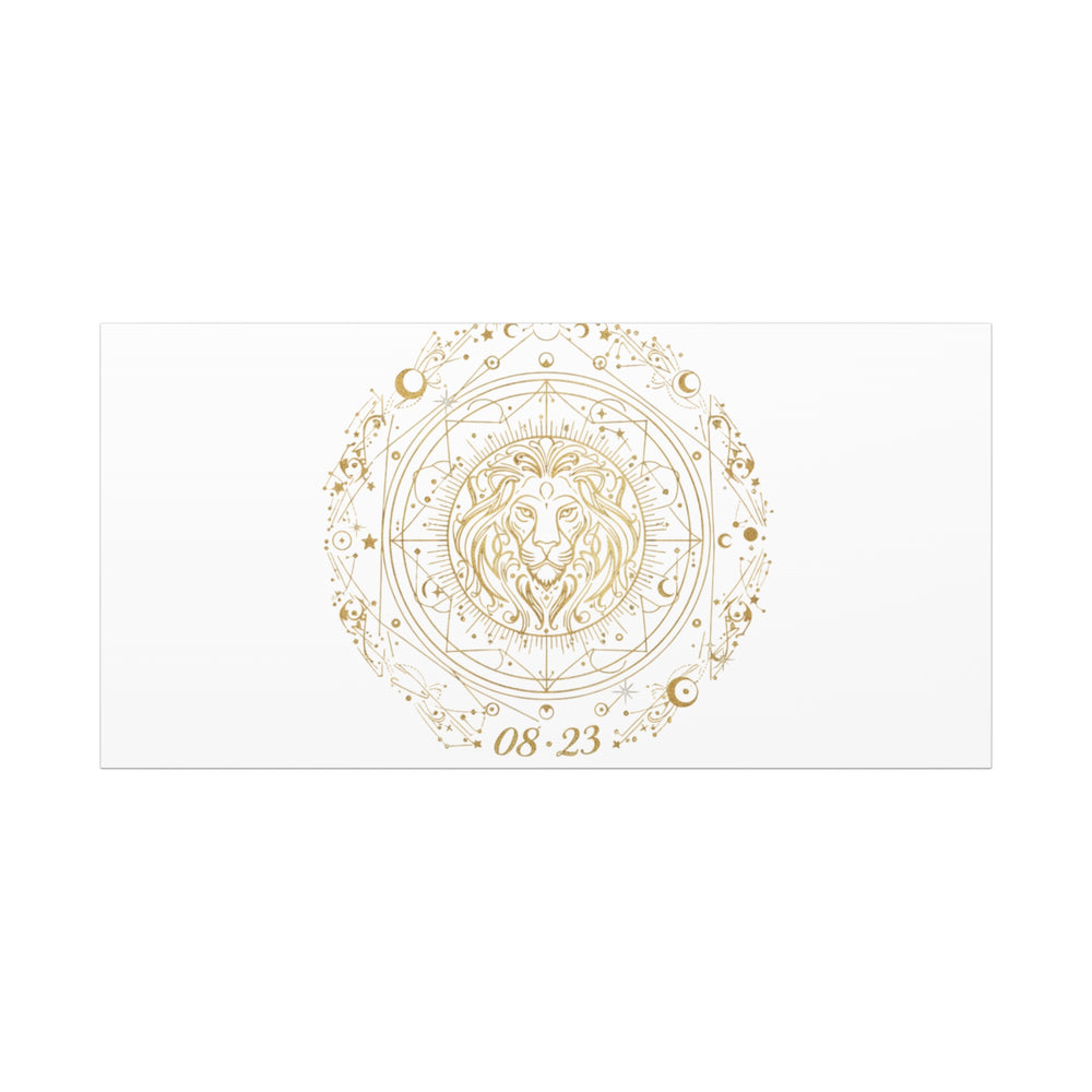 Gold Leo Zodiac Canvas, Astrological Constellation Art | Metallic Lion Wall Art