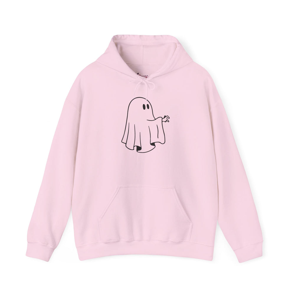 Unisex Cartoon Ghost Hoodie – Minimalist Spooky Graphic Pullover – Soft Fleece Friendly Ghost Sweatshirt – Trendy Fall & Halloween Streetwear