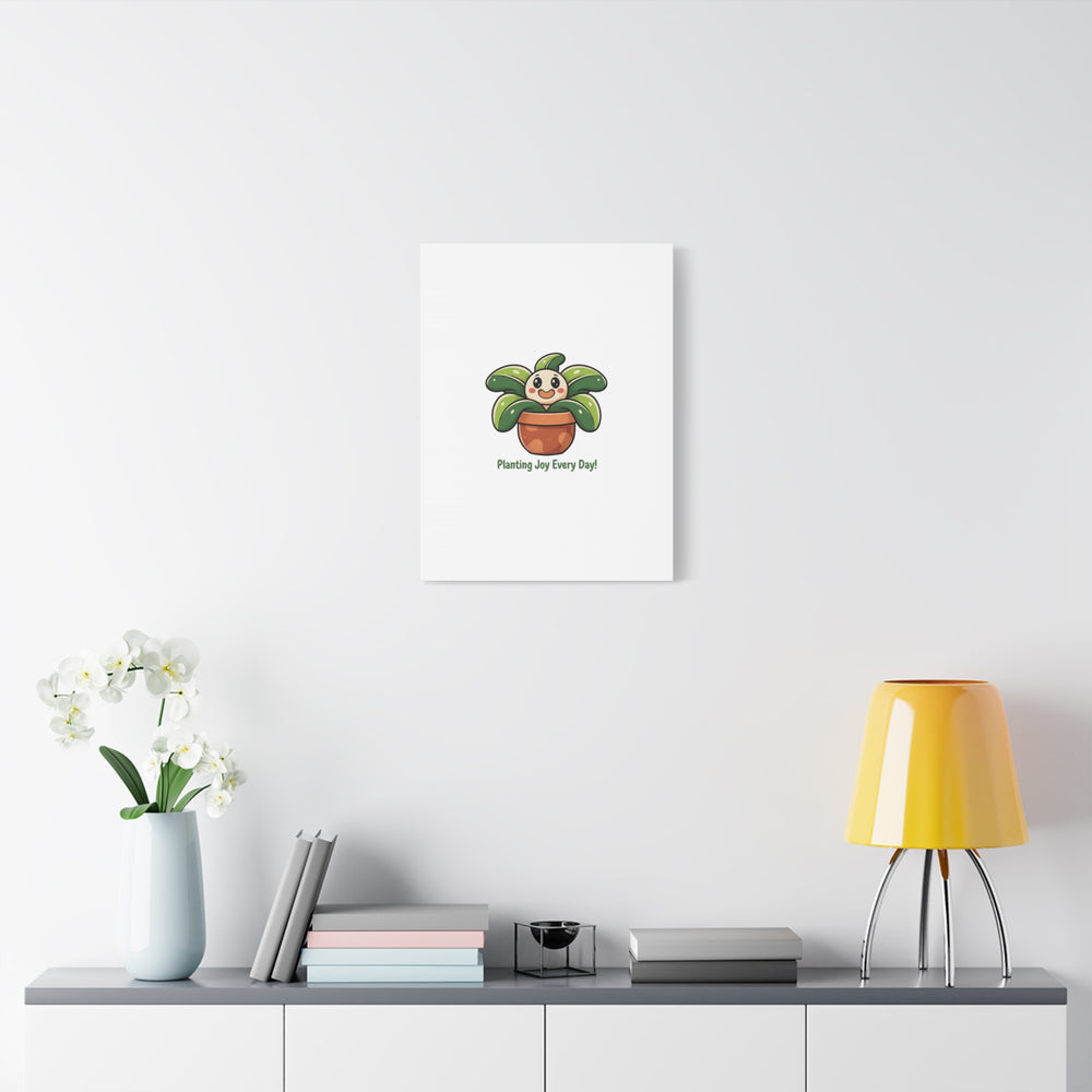 Planting Joy Every Day Canvas | Plant Parent Pun, Sage Cream Botanical Art