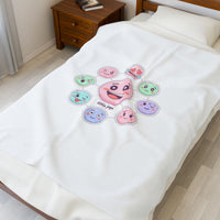 Hand-Drawn Emoticon Sticker Pattern Blanket | Cute Emoji Emoticon Pastel Throw