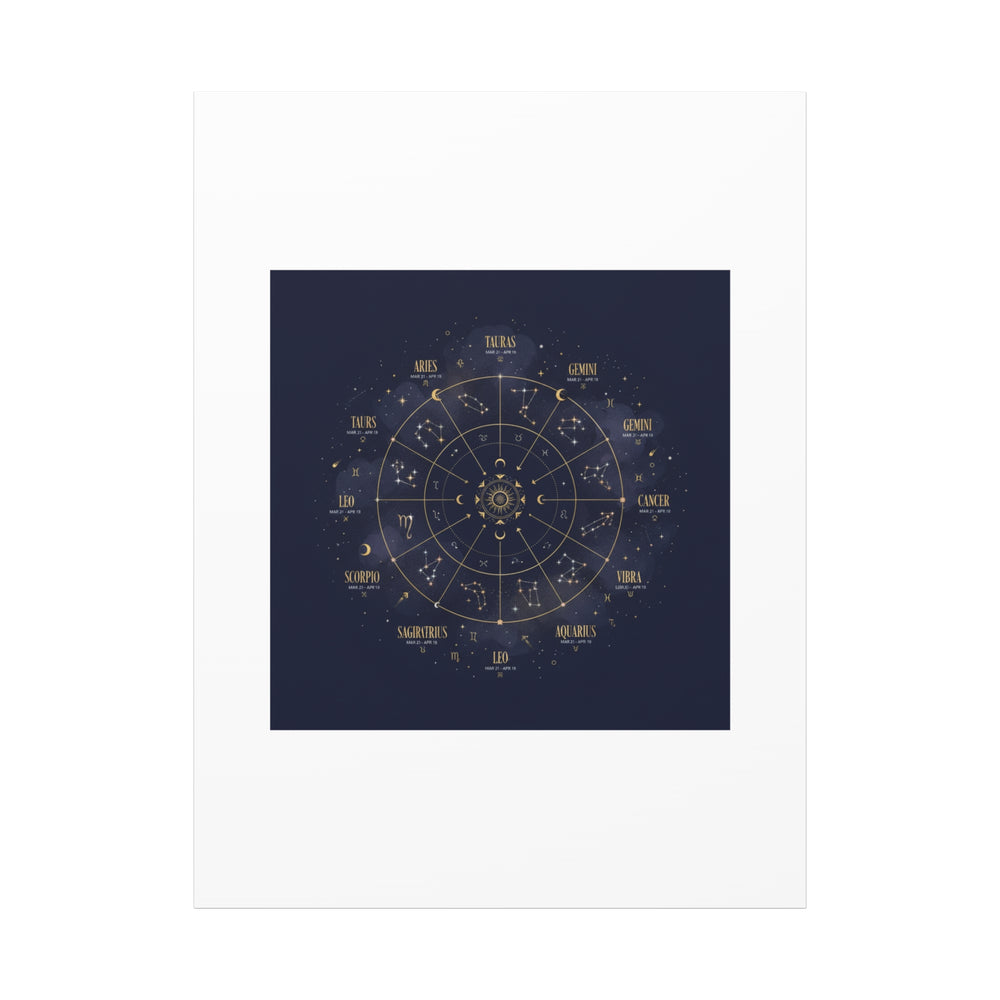 Gold Zodiac Wheel Canvas | Astrology Constellation Art, Cosmic Wall Print