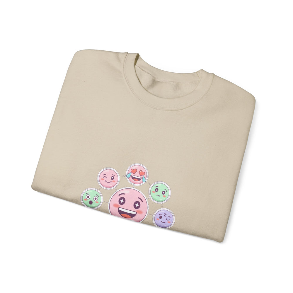 Pastel Doodle Emoticon Pattern Sweatshirt | cute emoji sticker repeat